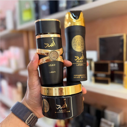 KIT ASAD LATTAFA Kit Asad Lattafa - Perfume, Pasta Hidratante e Spray corporal
